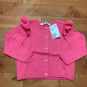 H&M pink ruffle cardigan sweater